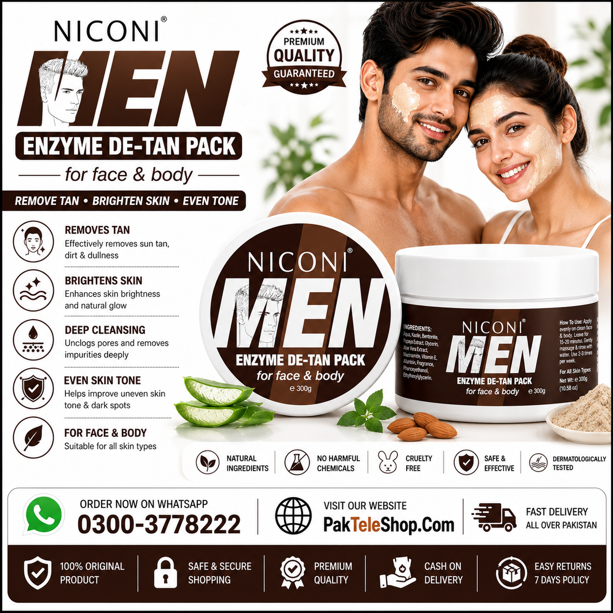 Niconi Men Enzyme De Tan Cream