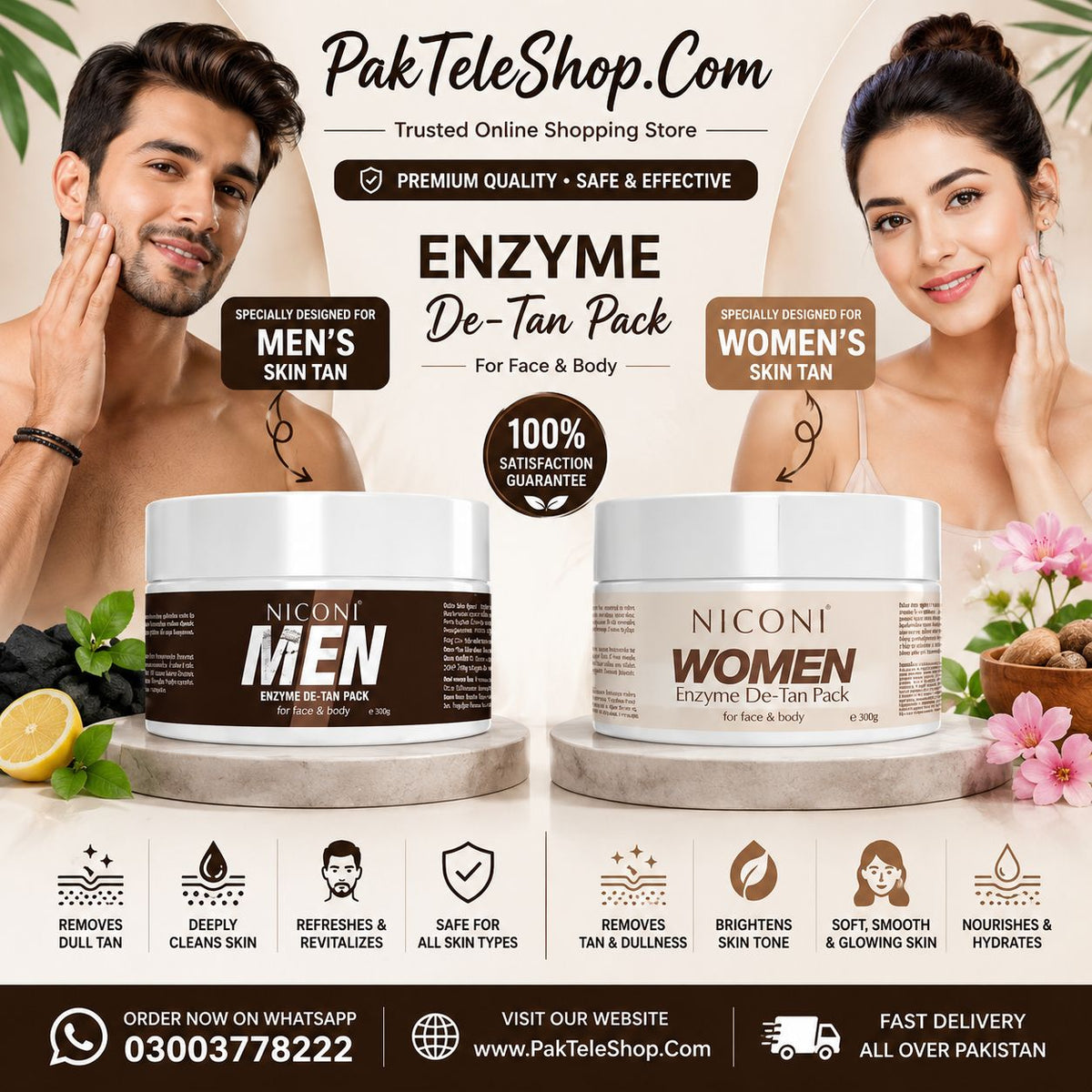 Niconi Men Enzyme De Tan Cream